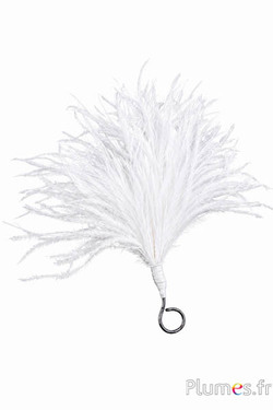 Pennacchio struzzo con anello - alt. 18-20 cm - bianco